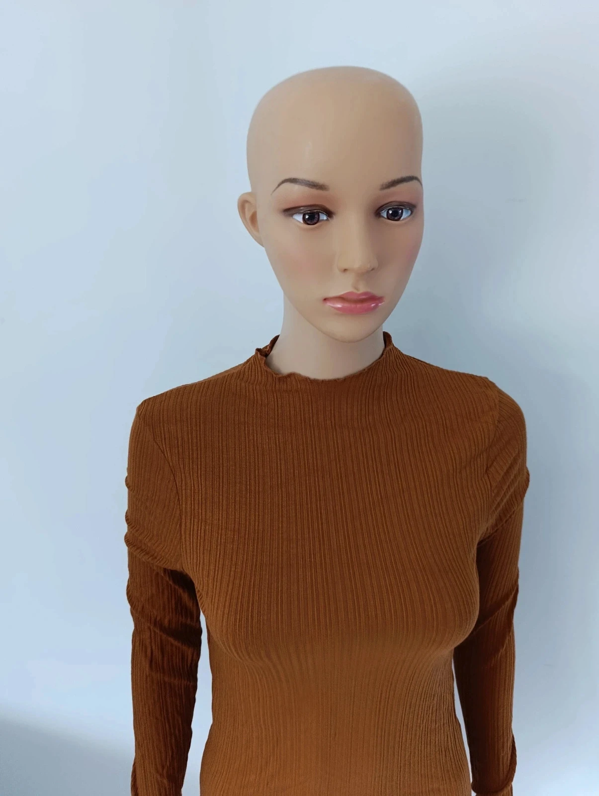 Geribbelde top Camaïeu bruin hoge hals lange mouwen S NIEUW met label – photo 3